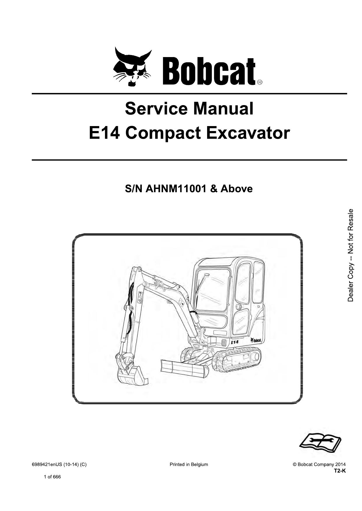 E14 Compact Excavator Service Manual Bobcat